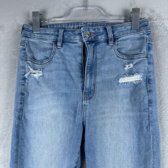 American Eagle Skinny Jeans Size 6 Regular Distressed Light Wash Womens Blue - Picture 3 of 12
